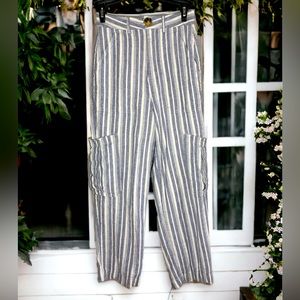 TWIK Women’s pin stripe wide leg cargo pants- XS Petite